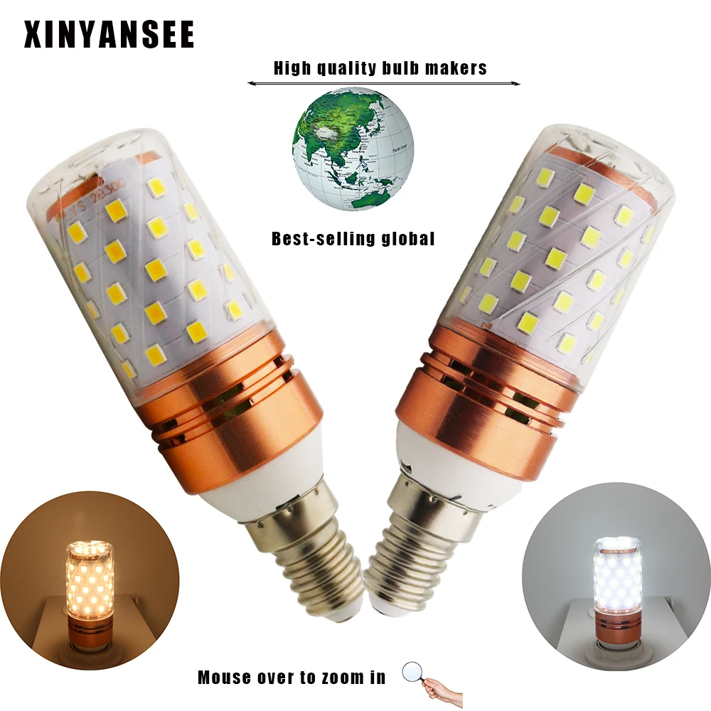 Высокая яркость E14 LED Кукуруза лампа свет 12 Вт/16 Вт/E14 AC 220 240 В без мерцания