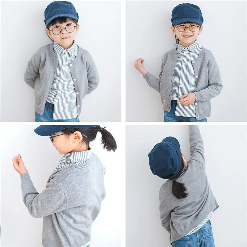 Solid Baby Sweater Kids Toddler Boys Girls Button Closure Cardigan Round Collar Long Sleeve Child Outfit Coat Elastic Pullover | Детская
