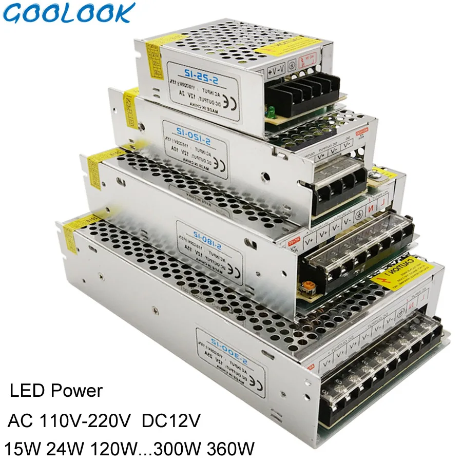 12V светодиодный трансформатор Питание сплиттер адаптер переменного тока 110 V-240 V DC/DC 12V 1.25A 2A 3A 5A 6.5A 10A драйвер для светодиодный светодиодные полосы света