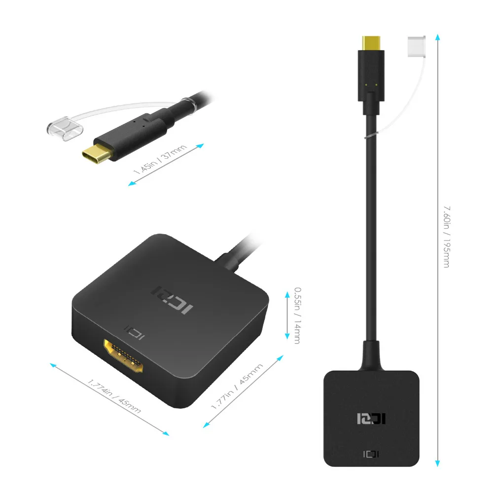 ICZI USB 3 1 type C к HDMI кабель адаптер (Thunderbolt 3) 4K + PD для зарядки передачи MacBook lenovo Yoga9|hdmi
