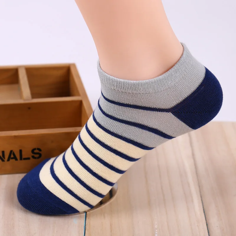 Носки мужские хлопковые 5 пар аккуратные полосатые прочные удобные летние |