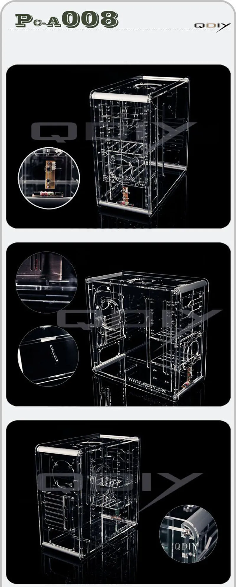 490*222*460 мм DIY QDIY PC-A008 полный прозрачный микро ATX/ATX стеклянный компьютерный корпус вертикальный игровой корпус gabinete computador