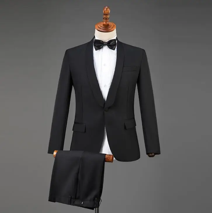 

wedding suits for men blazer white black singer suits fashion slim masculino latest coat pant designs chorus groom clothes S-2XL