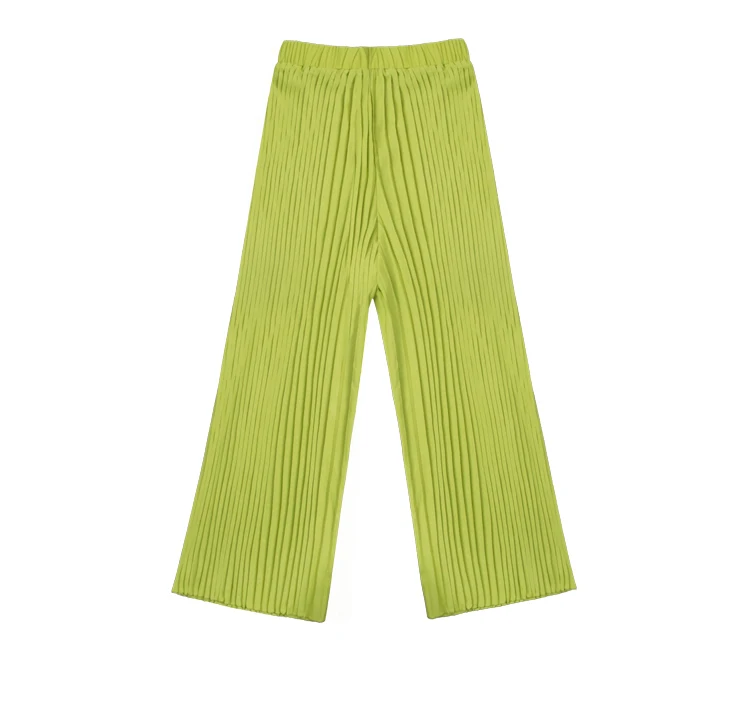 

2019 New Loose solid Elastic waist Casual pleated Chiffon Thin long cool Flare Pants