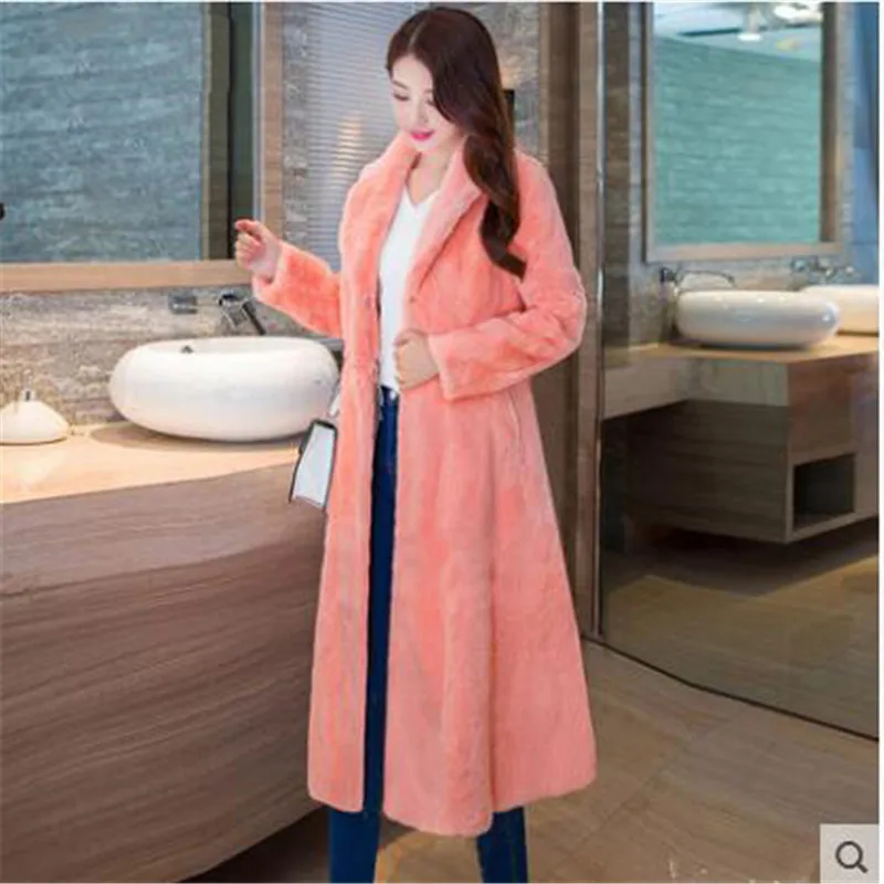 Женское меховое пальто зима 2020 Новинка с длинным рукавом однотонный отложной