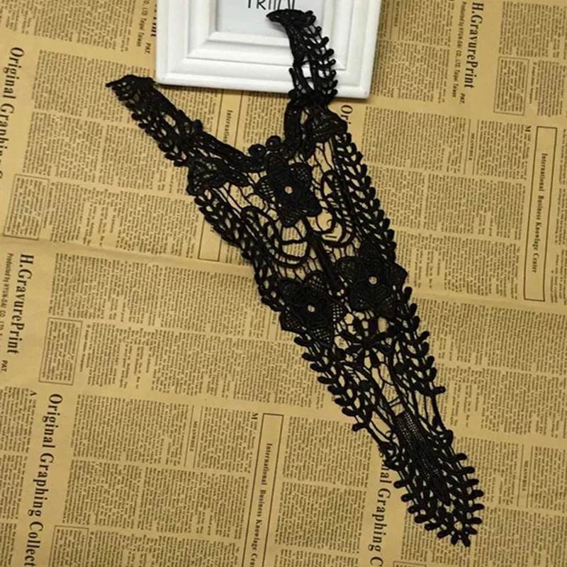 

5Pieces Embroidery Long Motif Venise Lace Collar Supplies Women DIY Manual Lace Fabric Trim Crafts HH198