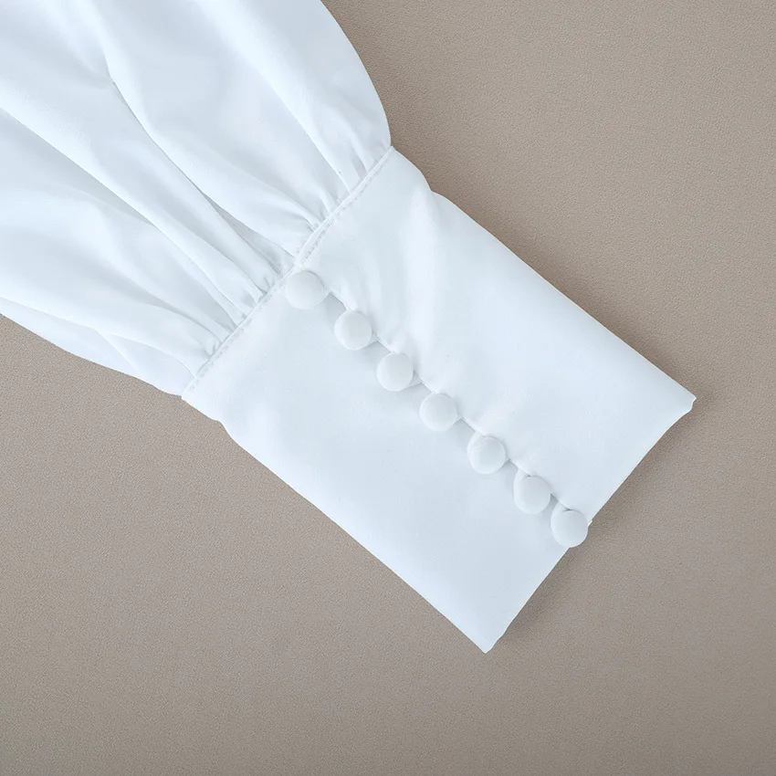 Женская блузка с длинным рукавом фонариком V образным вырезом|Блузки| |