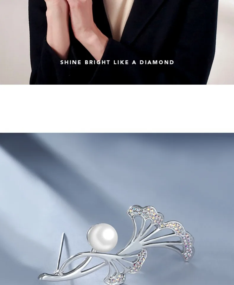Warme Farben, модные броши в виде листьев для женщин, кристалл от Swarovski, инкрустированные стразы, жемчужные броши, аксессуары для костюма, пальто, булавки