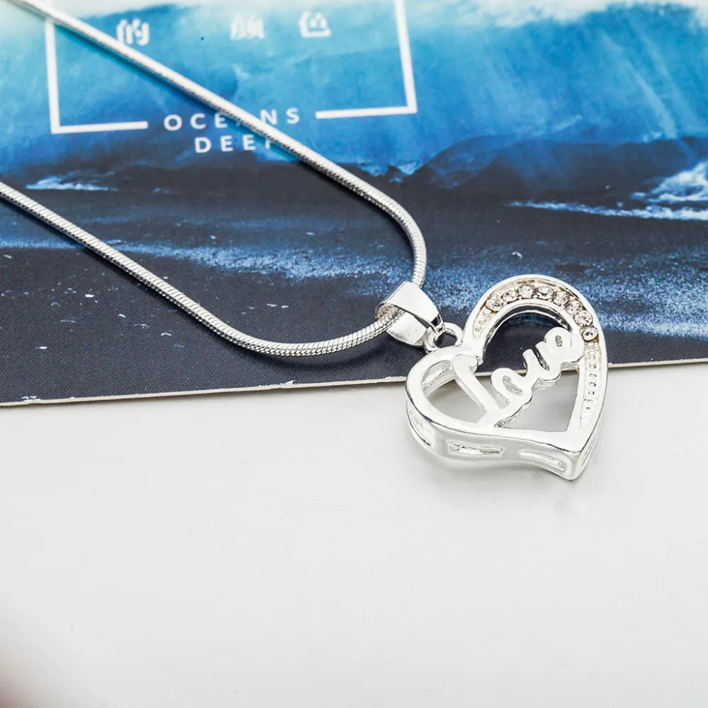 Ожерелье женское серебряное в форме сердца с кристаллами 10 шт./лот|charm choker|heart