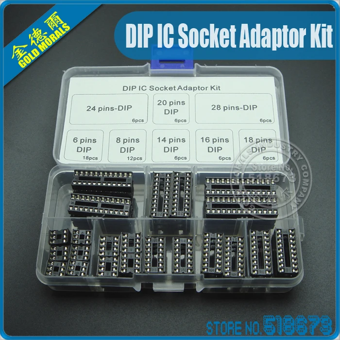 66 шт. 6 8 14 16 18 20 24 28 контактов DIP IC розетки адаптер паяльный Тип Комплект розеток