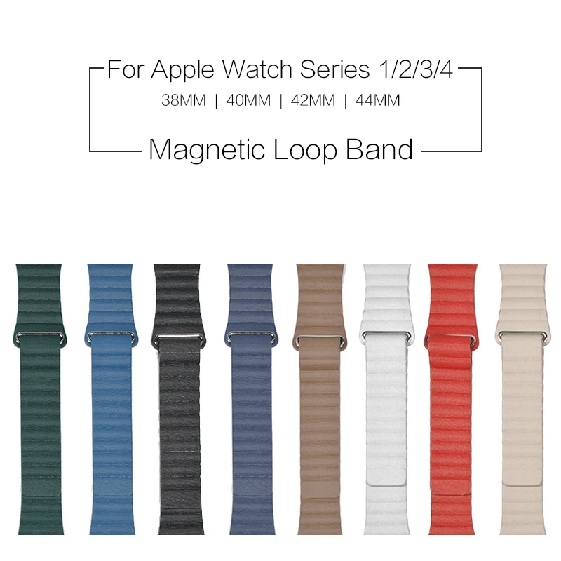 Кожаный ремешок с магнитной петлей 1:1 для Apple Watch 38 мм 40 мм 42 мм 44 мм ремешок для Apple Iwatch Band Series 1 2 3 4 ремешок для часов