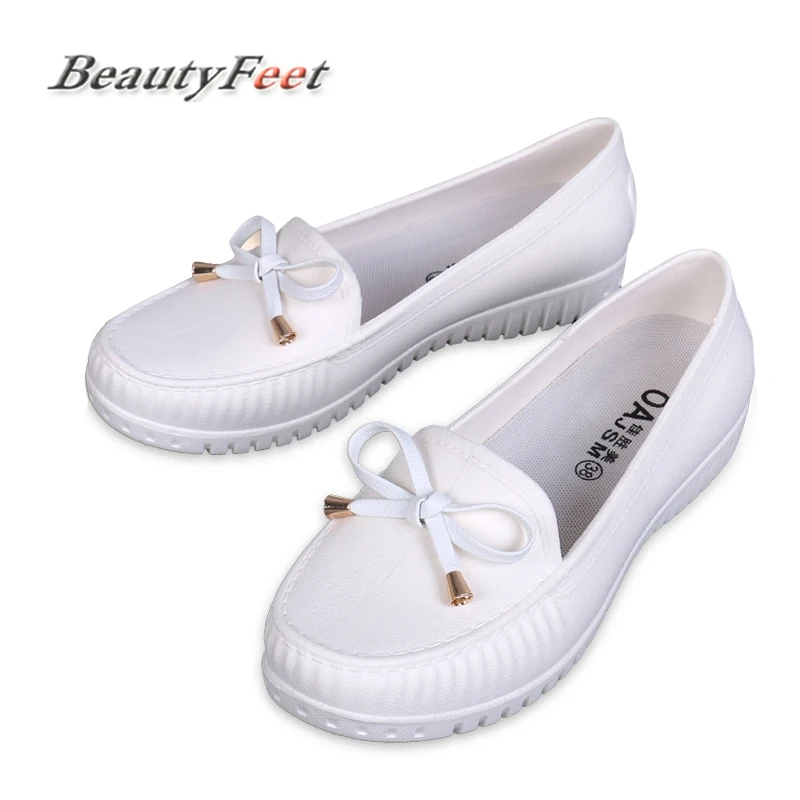 Solid White Plastic Women Shoes Soft Bottom Comfortable Casual Flat Platform Nurse Plus Size Leisure Sneakers Flats | Обувь