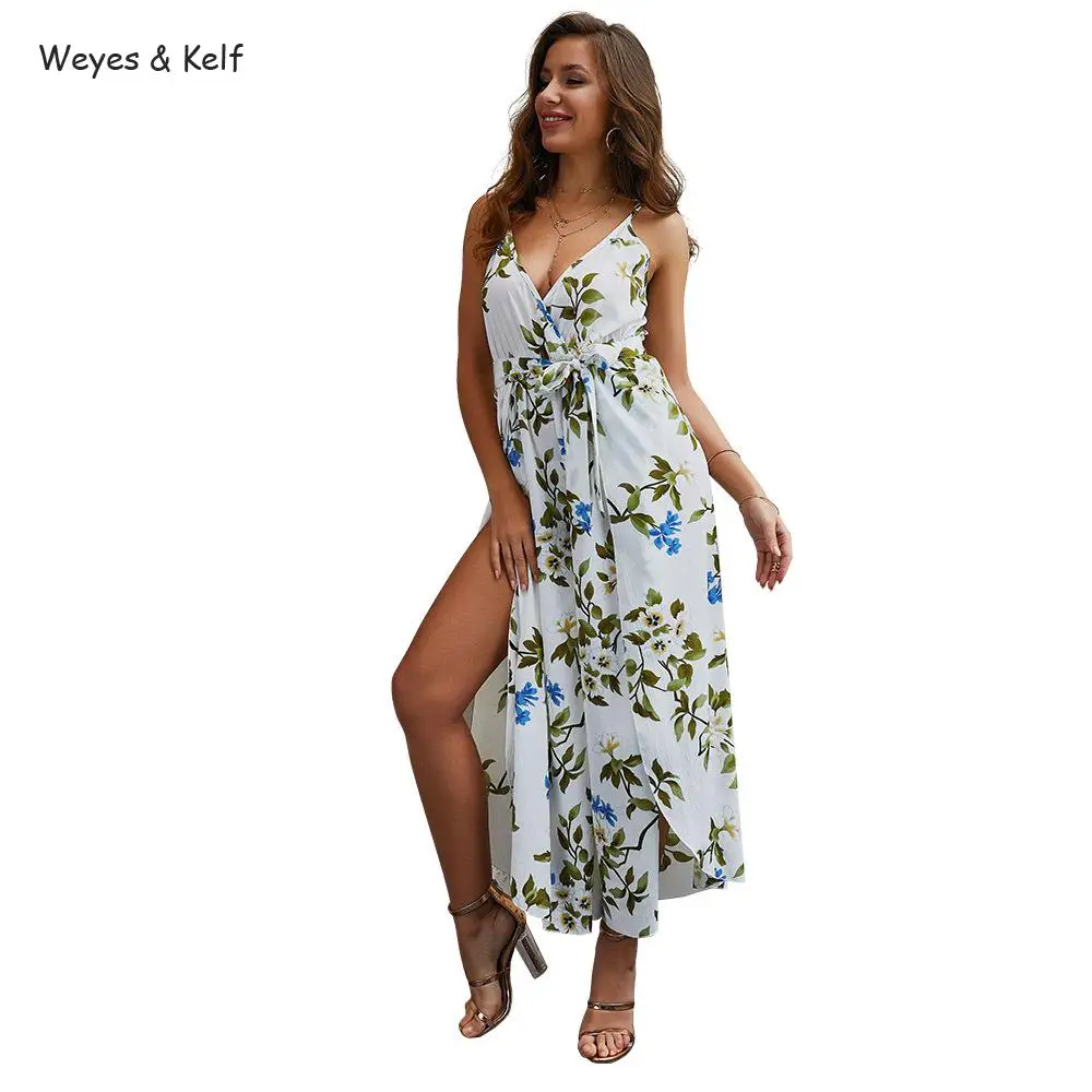 

Boho V-neck Printed Flower Loose Chiffon Rompers Womens Jumpsuit 2020 Summer Beach Women Rompers