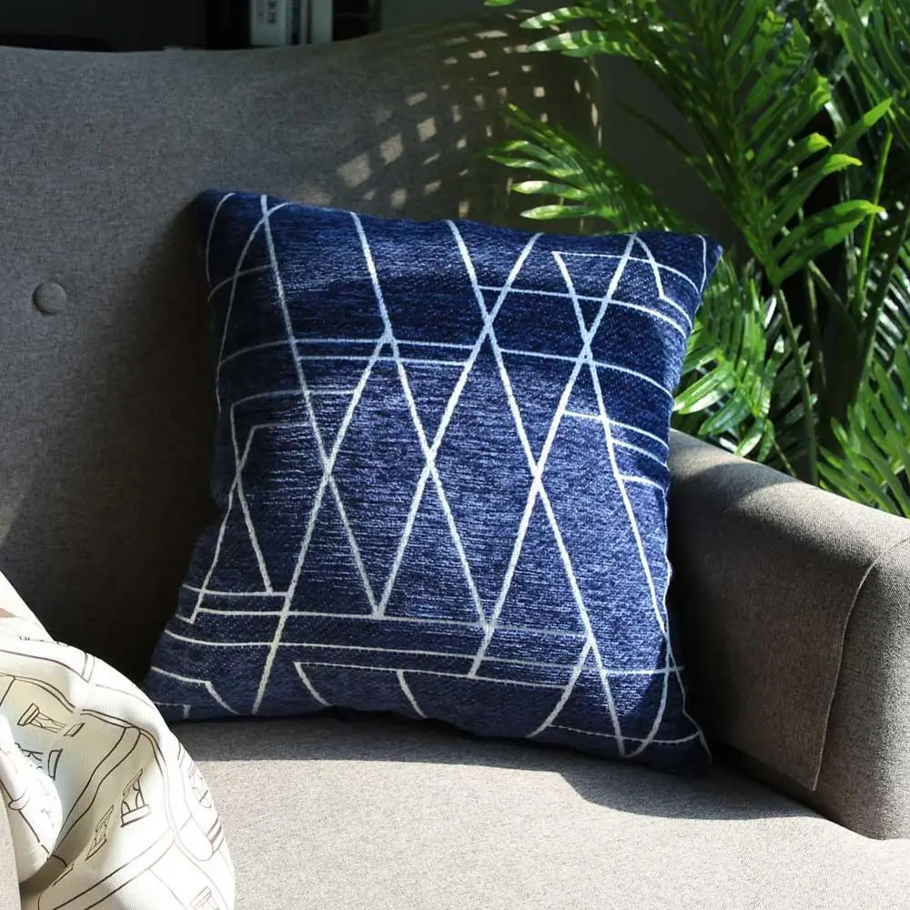 Navy Blue Topfinel, из хлопка и льна недорогие прочные чехлы для стульев на синель Чехлы для подушек с геометрическим рисунком декоративные диванные подушки Чехол для дивана дома автомобиля размером 45*45 см - Цвет: Navy Blue