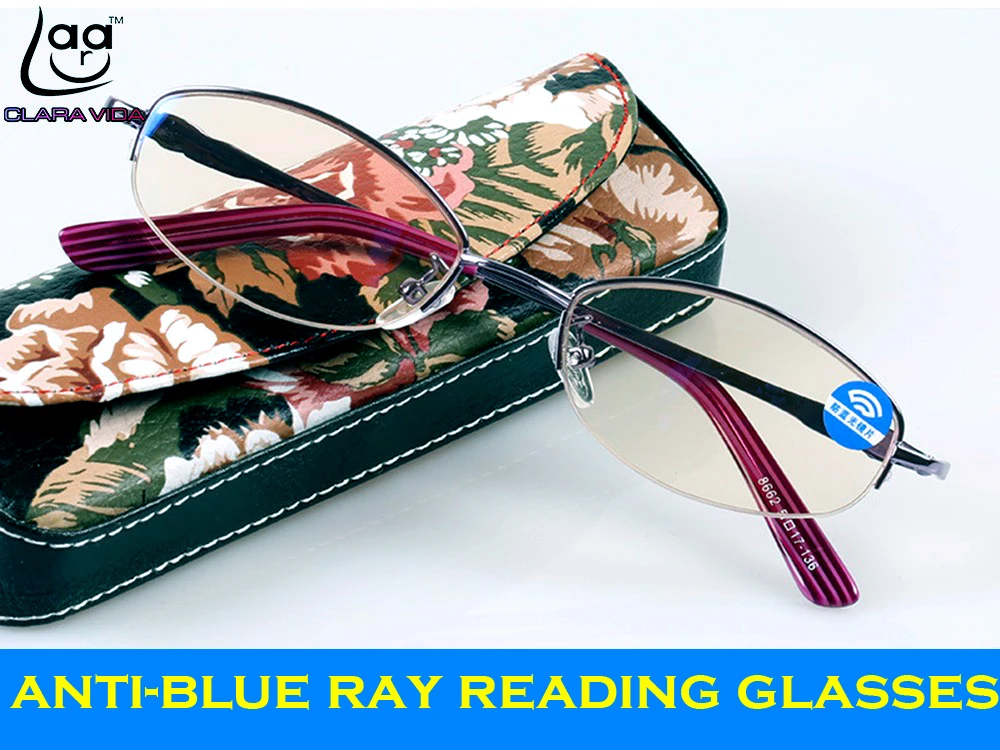 

2019 Real = Clara Vida =luxury Designer Half-rim Coated Anti Ray Women Reading Glasses +1 +1.5 +2 +2.5 +3 +3.5 +4 With Case