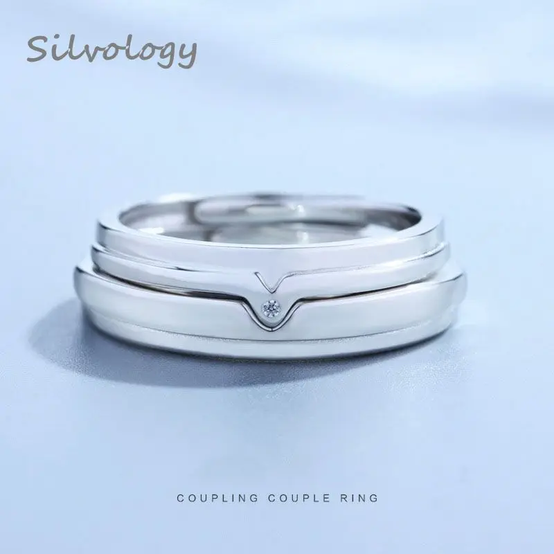 Silvology 925 пробы серебряные парные кольца Оригинальные Серебряные креативные