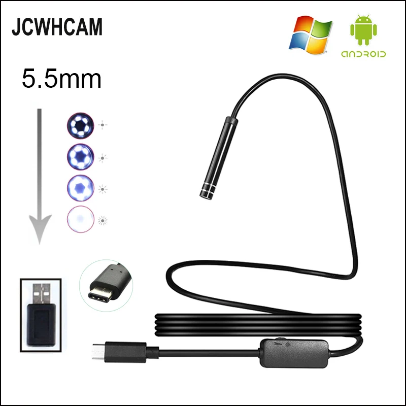 JCWHCAM камера для осмотра эндоскопа 5 мм 1 м 6 светодиодов USB HD S8 LG G5 G6 V20 Pixel P9 P10 Oneplus 2 3/3T