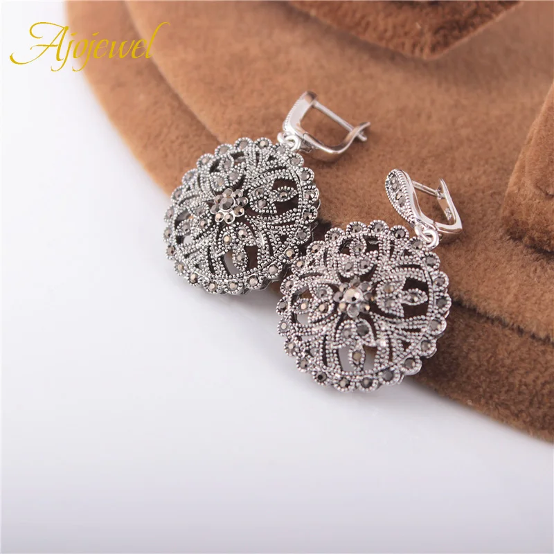 Высококачественные серьги подвески Ajojewel с черными кристаллами Стразы большие