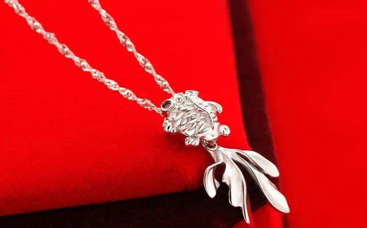 Новый дизайн милая Золотая рыбка стиль серебро 925 пробы подвеска для девочки