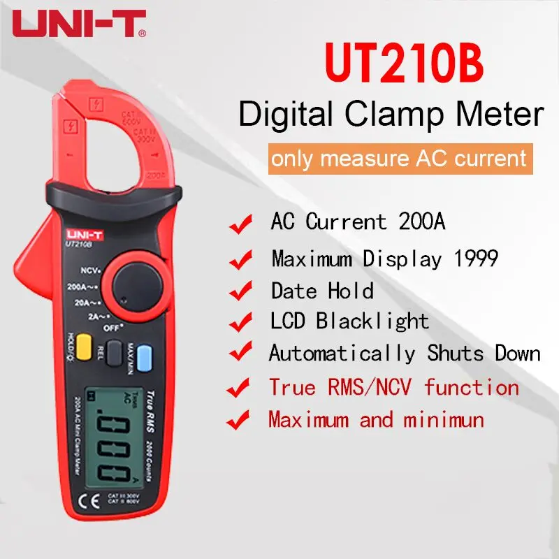 UT210B UNI-T мини Цифровые токоизмерительные клещи UT210A UT210B UT210C UT210D UT210E true rms Автоматический диапазон AC DC Удержание данных мультитестер - Цвет: UT210B