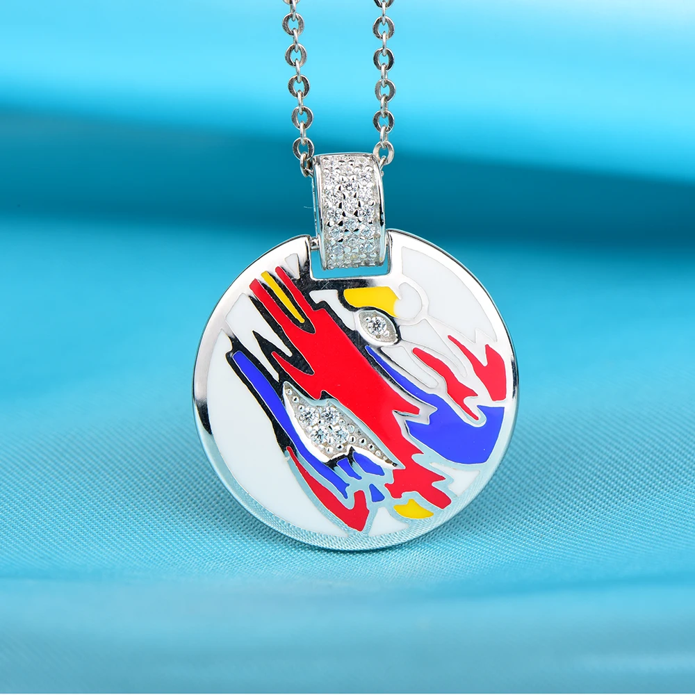 Windjune Винтаж эмалью серебряная подвеска для Для женщин Цепочки и ожерелья цепь