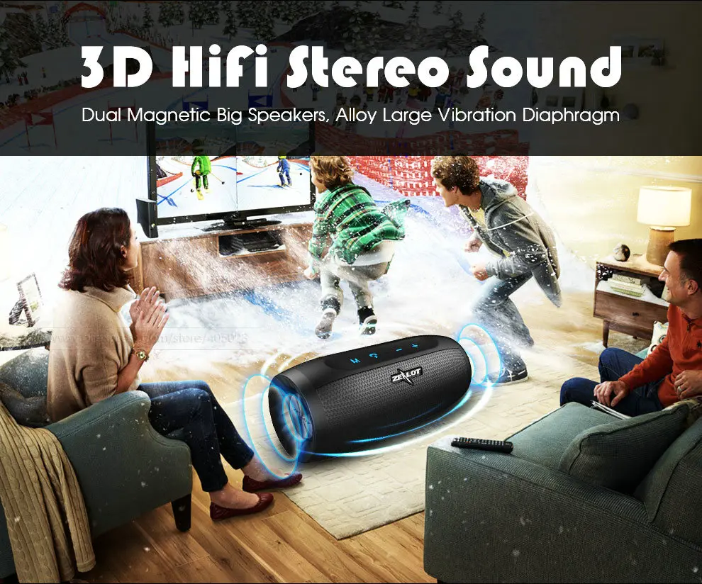 ZEALOT S16 беспроводной динамик Bluetooth Портативный 3D стерео звук открытый сабвуфер MP3 плеер поддерживает TF приложение микрофон