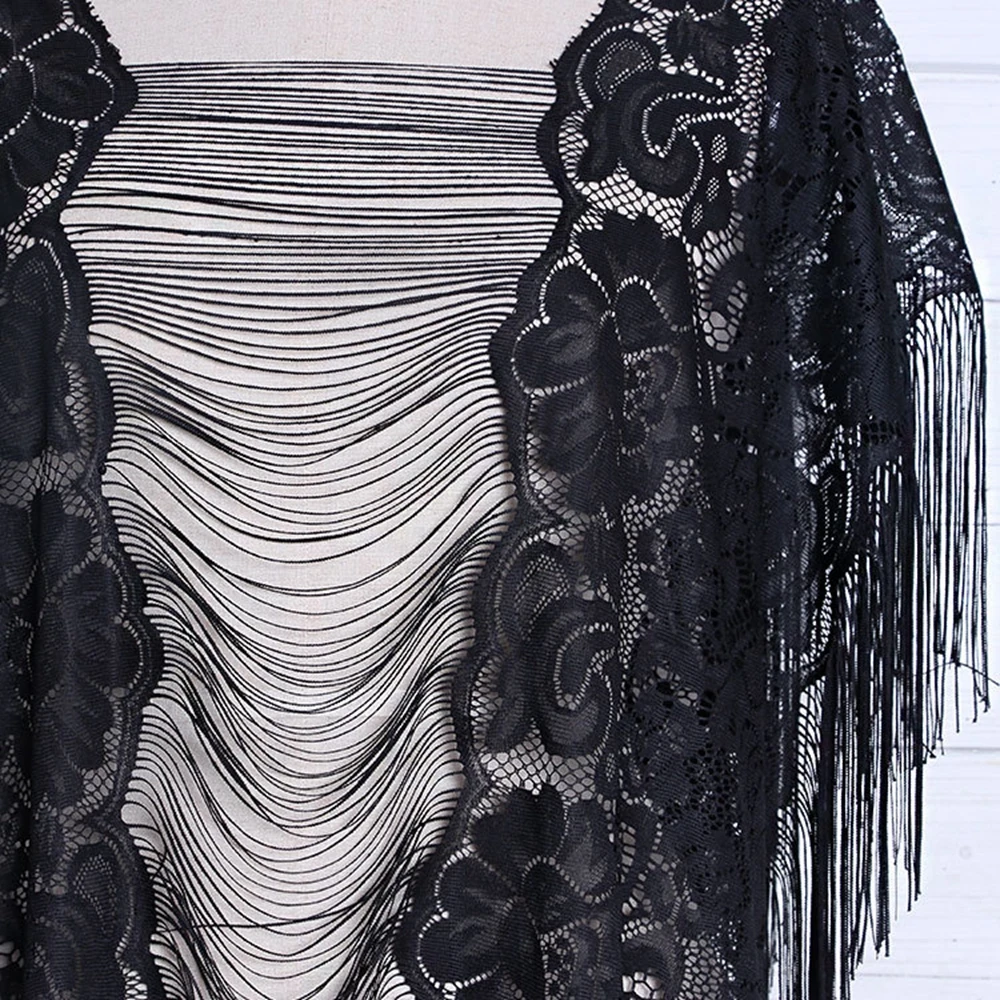 

2018 New Sexy Style Black White Tassel Beach Tunic Cover-ups Female Lace Crochet Fashion Beach Dress Beach Wear Swimsuit Woman