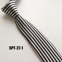 5cm men fashion narrow tie popular casual necktie black with white vertical stripes poly ties