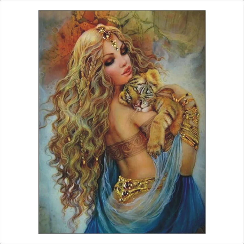 5D DIY Алмазная картина квадратный алмаз &quotмультфильм девушка тигр&quot