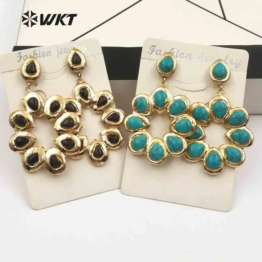 WT-E468 WKT оптовая продажа серьги-подвески для девочек из натурального камня большой