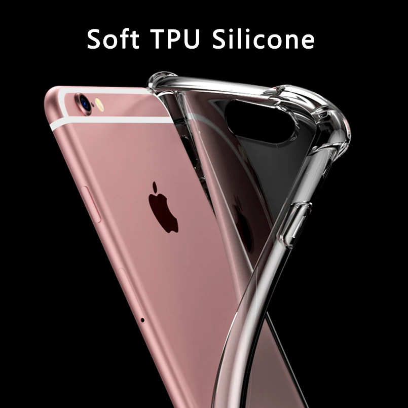 Прозрачный мягкий чехол из ТПУ для iPhone X 7 8Plus 6 6S Plus 5 SE силиконовая подушка