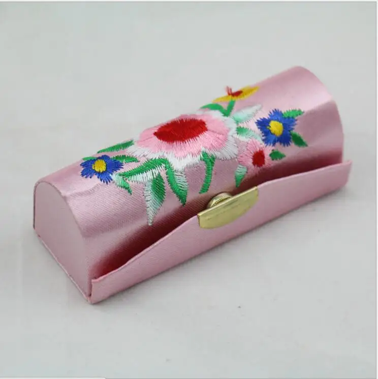 100pcs/lot! Hot sales! Flower Design Retro Lipstick Case Brocade Embroidered Holder Box with Mirror Chinese Style | Багаж и сумки