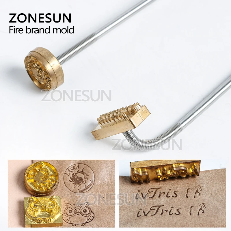 Тиснение бренда ZONESUN ручка для горения латунный пресс штамп на пищевое печенье