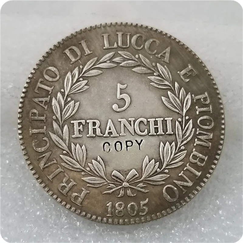 1805 Italy Lucca Piombino 5 Franchi Silver coins COPY | Дом и сад