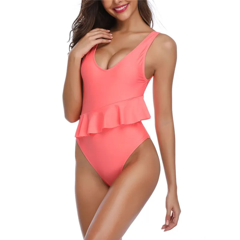 Женский купальник с открытой спиной Evage pitaya однотонный maillot de bain v-образным