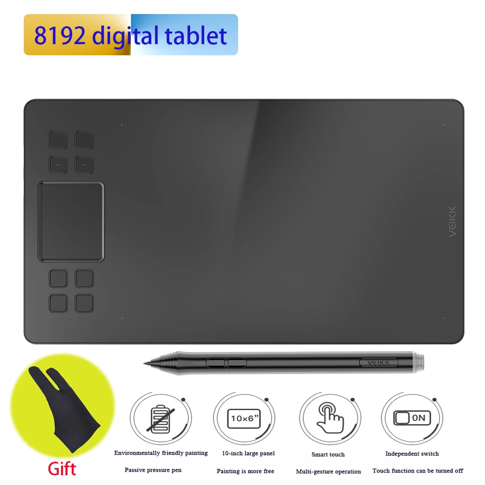 

VEIKK A50 Touch Digital Tablets TYPE-C USB Signature Graphics Drawing Pen Tablet OSU Game Battery-Free Tablet grafik tablet