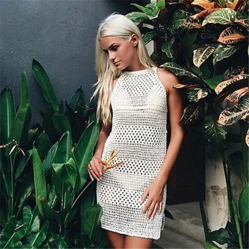 Женское пляжное платье ручной работы бикини с крючком пляжная одежда туника для