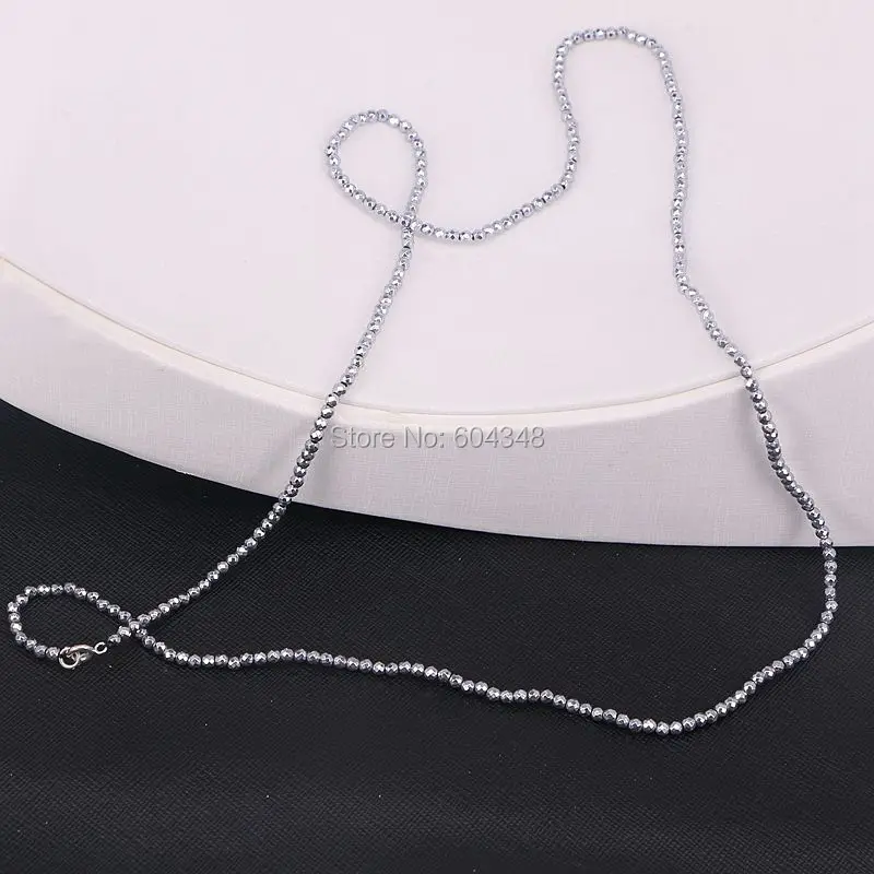 Ожерелье из Гематитовых бусин с длинной цепочкой 5 нитей диаметром 3 мм