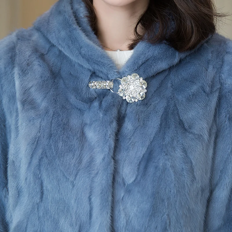 AYUNSUE, норковая шуба, роскошное, настоящее, шуба для женщин, шт, натуральный мех норки, шубы, Длинная зимняя куртка, женская теплая верхняя одежда 16112MC