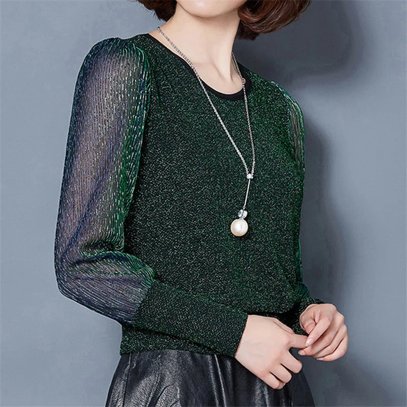 Женская Свободная блузка с длинным рукавом модная газовая размера плюс офисная