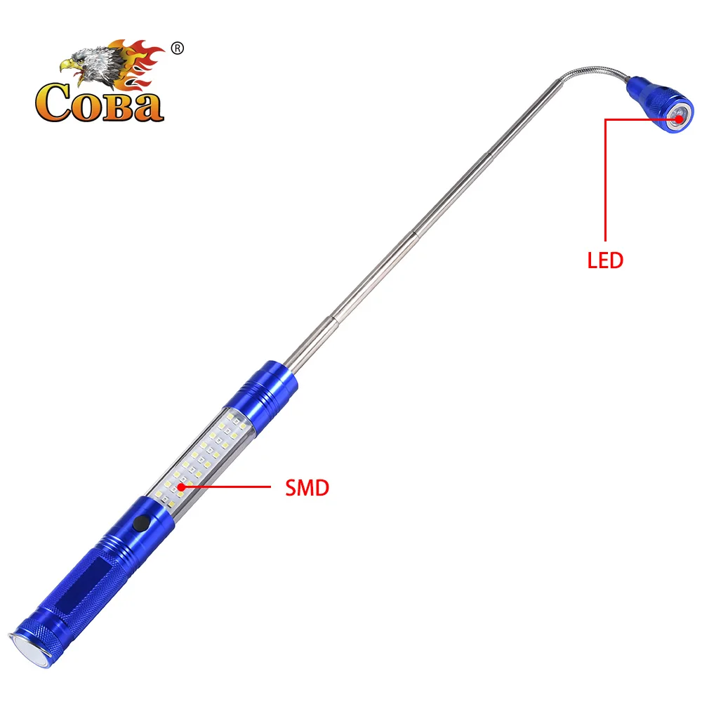 Coba led adjustable flashlight cob work light use 3*AAA battery 4 modes lamp with 2 switch magnetic hook waterproof | Освещение