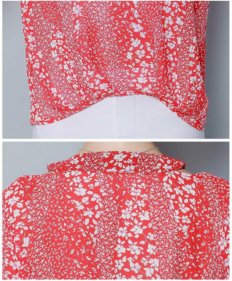 

summer women blouses 2021 print chiffon blouse women short sleeve shirts 3XL 4XL plus size tops womens tops and blouses 4675 50