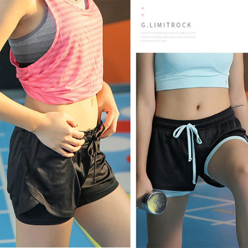 Штаны для йоги Женские Поддельные шорты бега быстросохнущие спортивные штаны