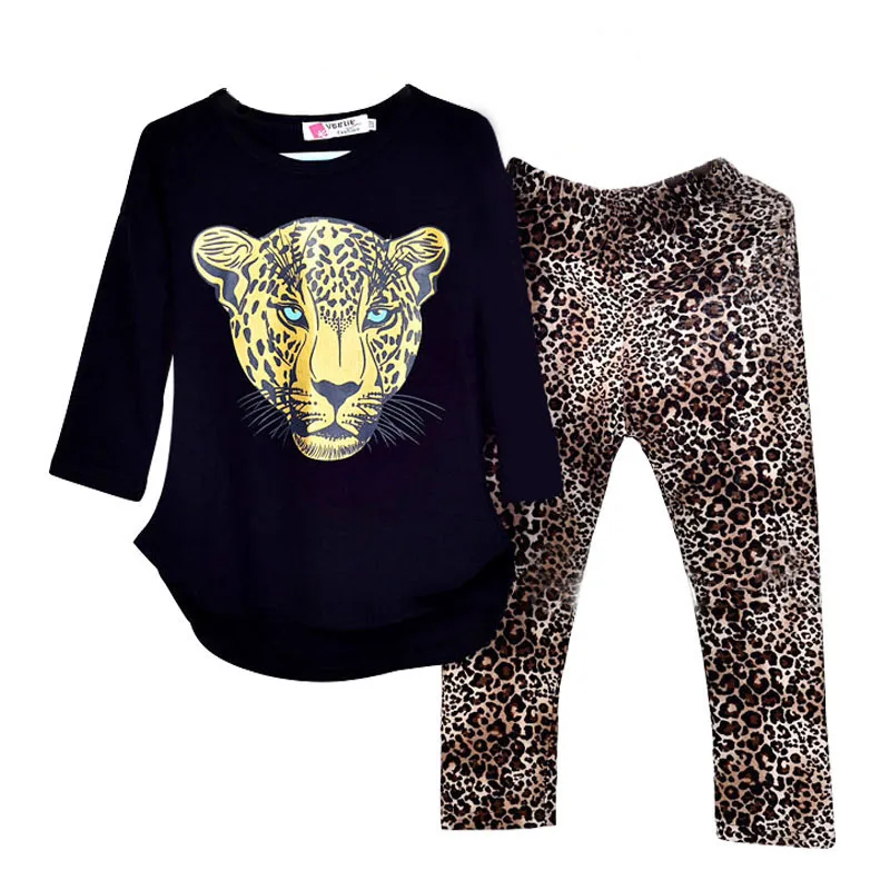 

Autumn Girls Leopard T-shirt Baby Female Clothing Sets Kids Girls Clothes Set Children Full Sleeve Leopard T Shirt Legging Pants