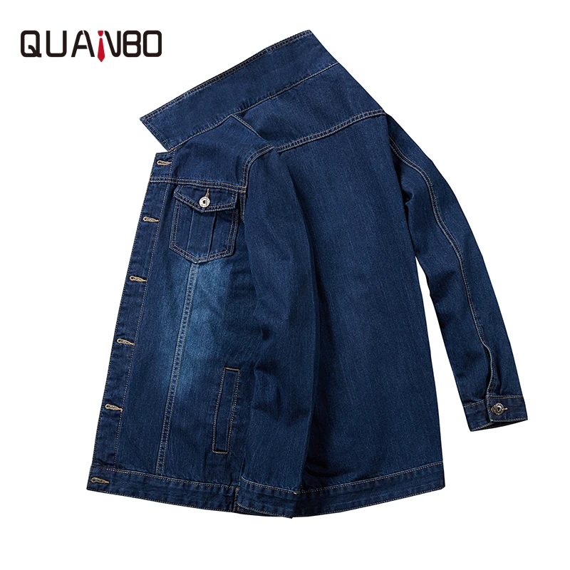 QUANBO Большие размеры 6XL 7XL 8XL джинсовая куртка осень-зима классические повседневные джинсы куртки модная обувь в стиле хип-хоп Мужская Уличная жира