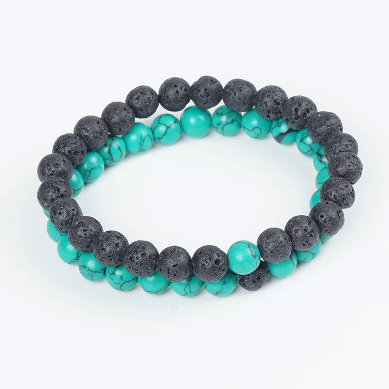 2 шт./компл. браслет для пары бирюзовый камень Любовь ювелирные изделия обсидиан