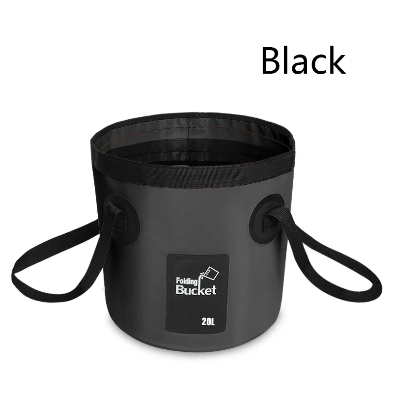 20L black SZX 12L/20L 500D складное ведро для рыбалки, водонепроницаемые ведра, портативная складная сумка для хранения, для улицы, для мытья автомобиля, кемпинга, рыболовное ведро - Цвет: 20L black