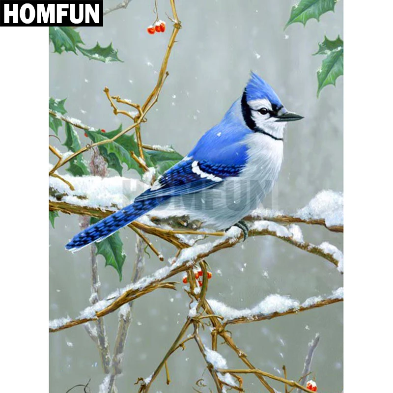 Набор для алмазной вышивки HOMFUN A00285 алмазная живопись снежные Голубые птицы