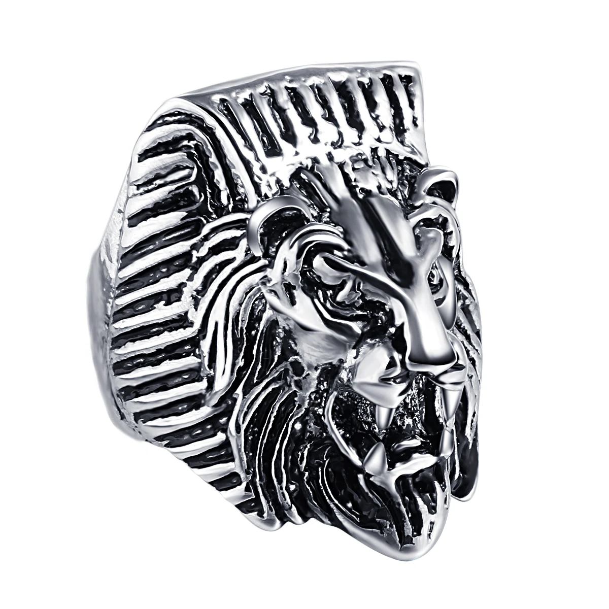 Серебряное разноцветное кольцо классическое мужское в стиле панк-рок хип-хоп