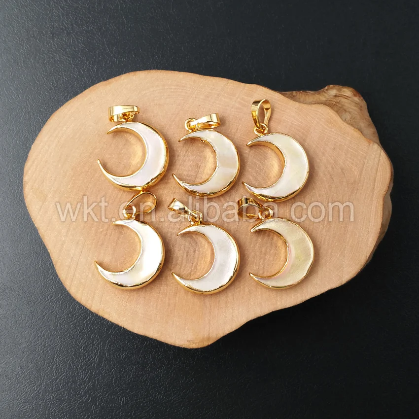 Кулон в виде полумесяца кулон с желтым полумесяцем 24 к золото 20 мм|gold shell pendant|shell